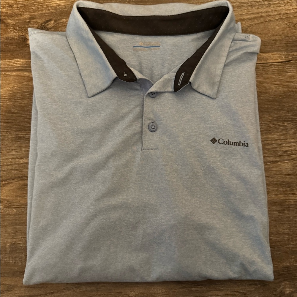 Columbia Light Blue Polo with Dark Contrast Collar